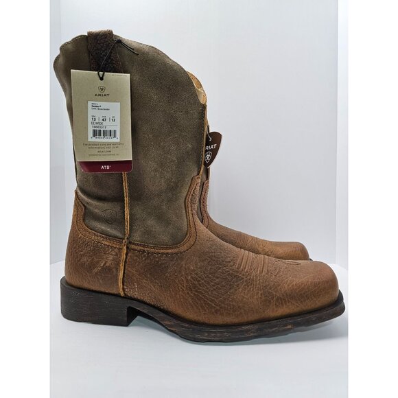 Ariat Mens Rambler EE Wide Earth/Brown Bomber Leather Boots Size 13 Square Toe W